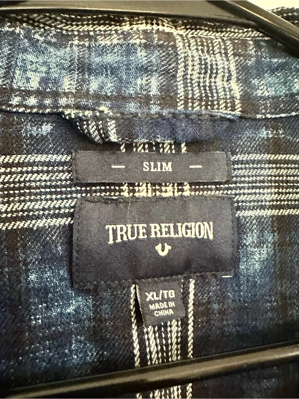 True Religion Blue Plaid Casual Button-Down Shirt